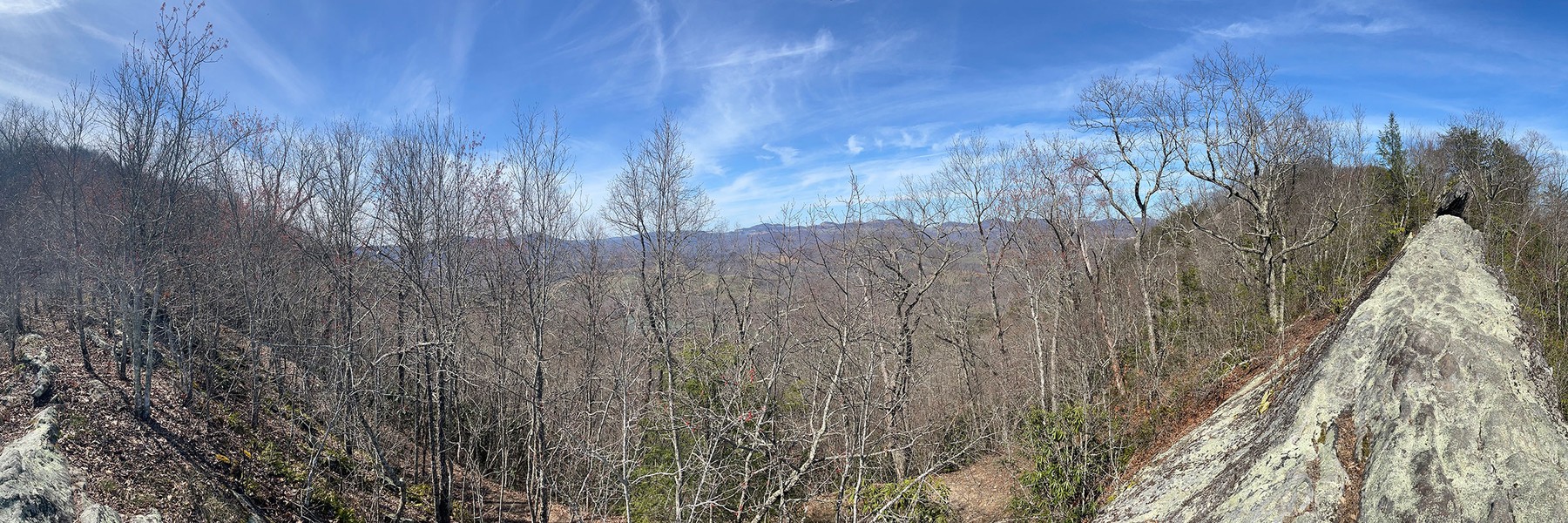 Panoramic view of the valley from the rocky ledge near Hole in the Wall