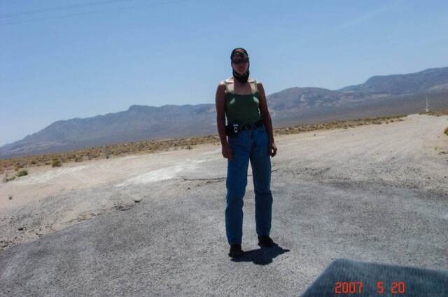 A self portrait taken just outside of Death Valley.