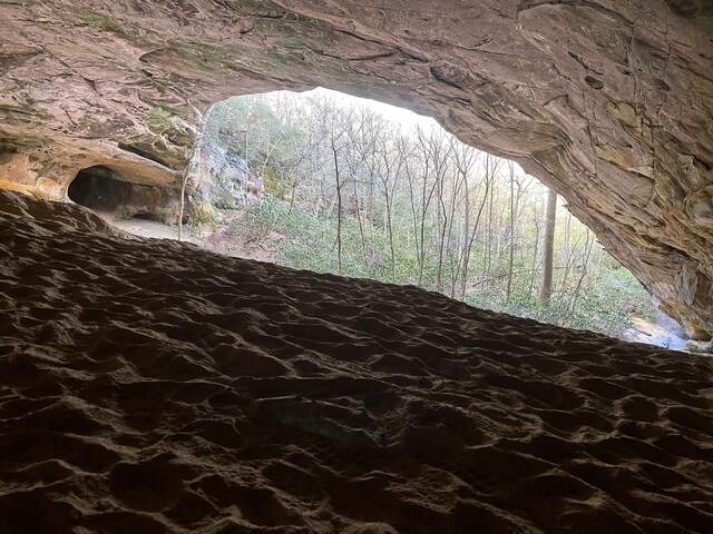 Looking out from inside the sand cave